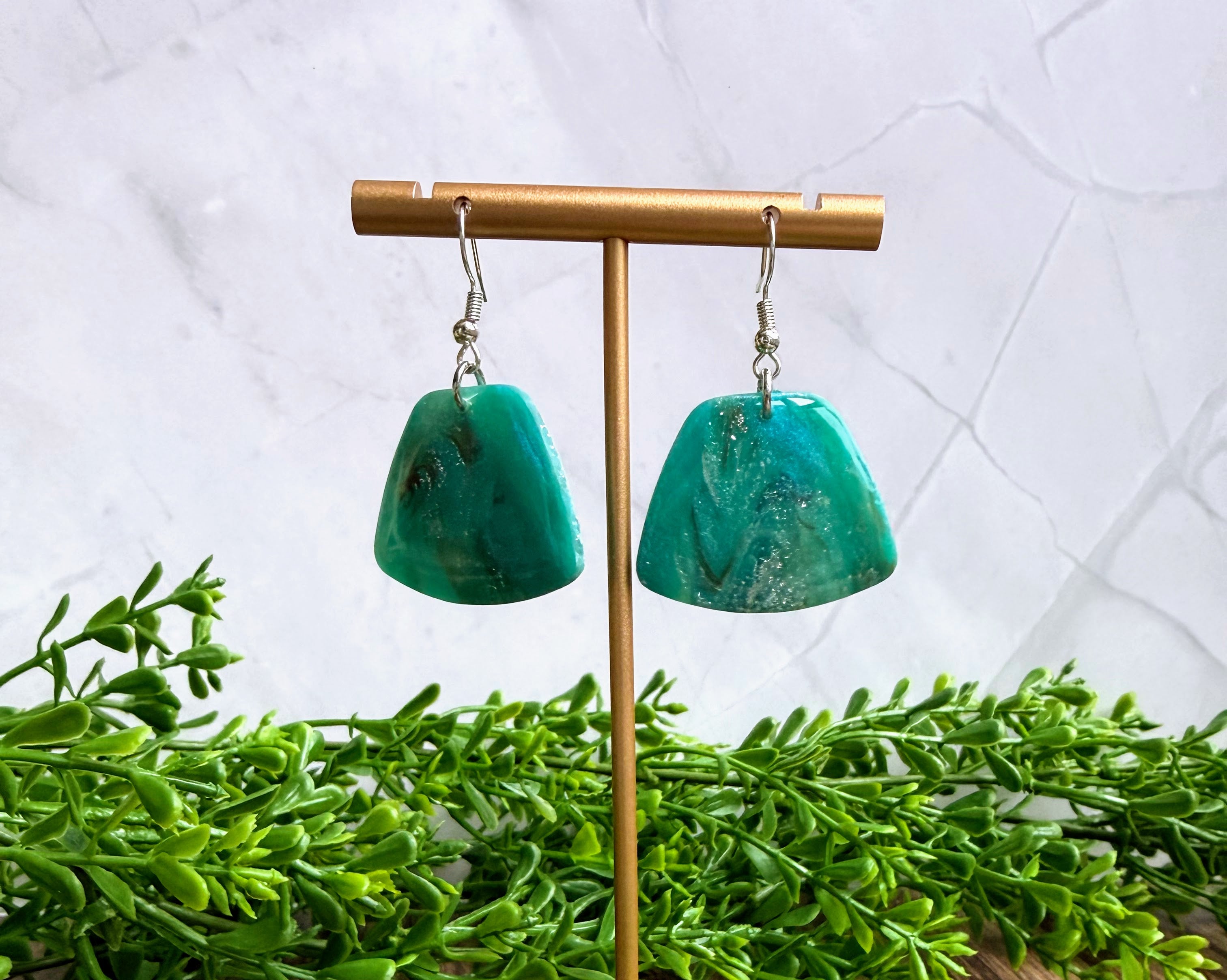 Teal Current Fan Earrings