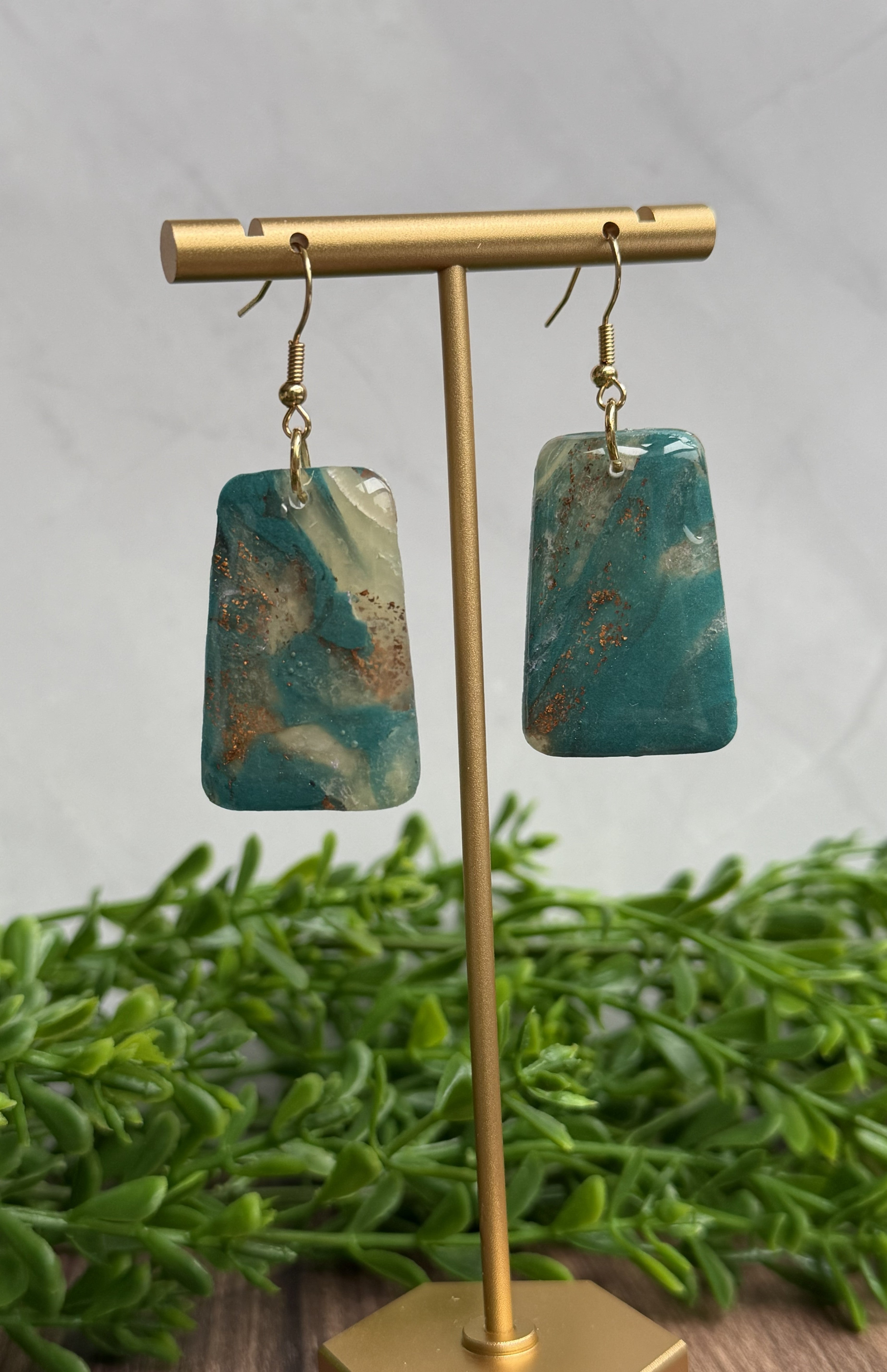 Turquoise Vein Slab Earrings