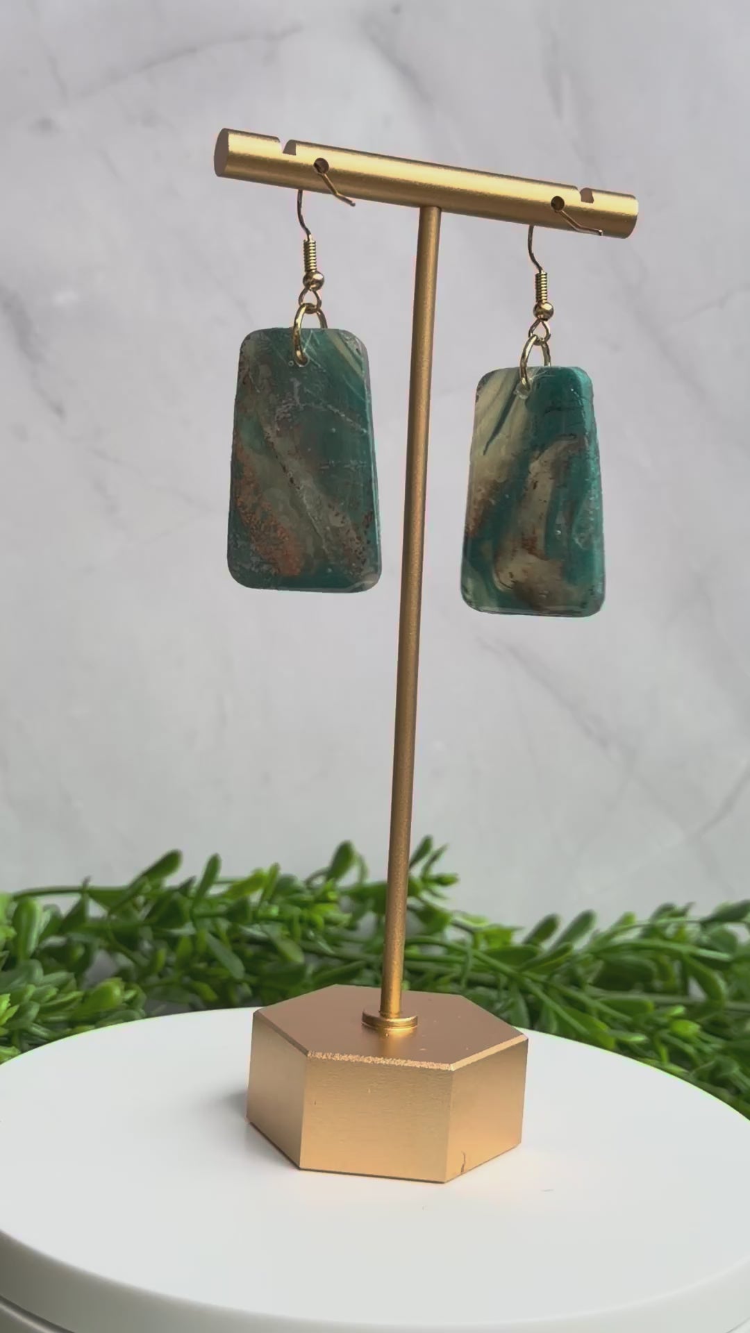 Turquoise Vein Slab Earrings
